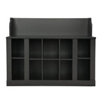 ON-TREND Shoe Storage Bench with Shelves and 4 Hooks, Elegant Hall Tree with Wall Mounted Coat Rack, Entryway Organizer For Hallway, Foyer, Mudroom, Black - Grand Goldman Shop