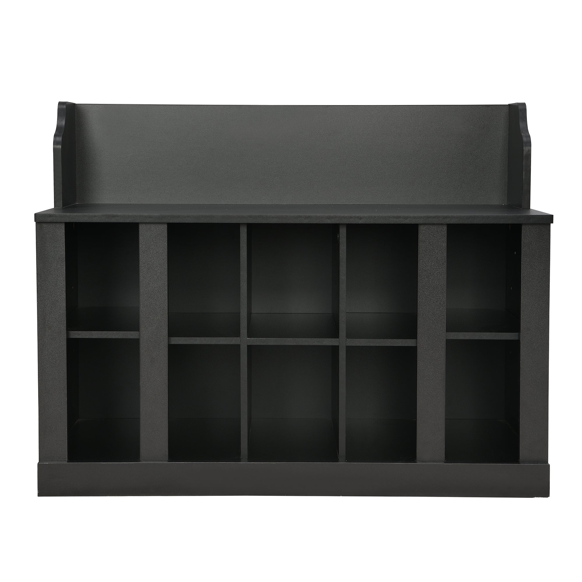 ON-TREND Shoe Storage Bench with Shelves and 4 Hooks, Elegant Hall Tree with Wall Mounted Coat Rack, Entryway Organizer For Hallway, Foyer, Mudroom, Black - Grand Goldman Shop