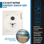 Fireproof Keypad Jewelry Safe with Advanced Security, White Steel, 2.75 Cubic Ft - Grand Goldman