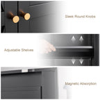Black Metal Kitchen Pantry Cabinet with Adjustable Shelves and Gold Handles, Tall Steel Storage Locker for Kitchen, Living Ro