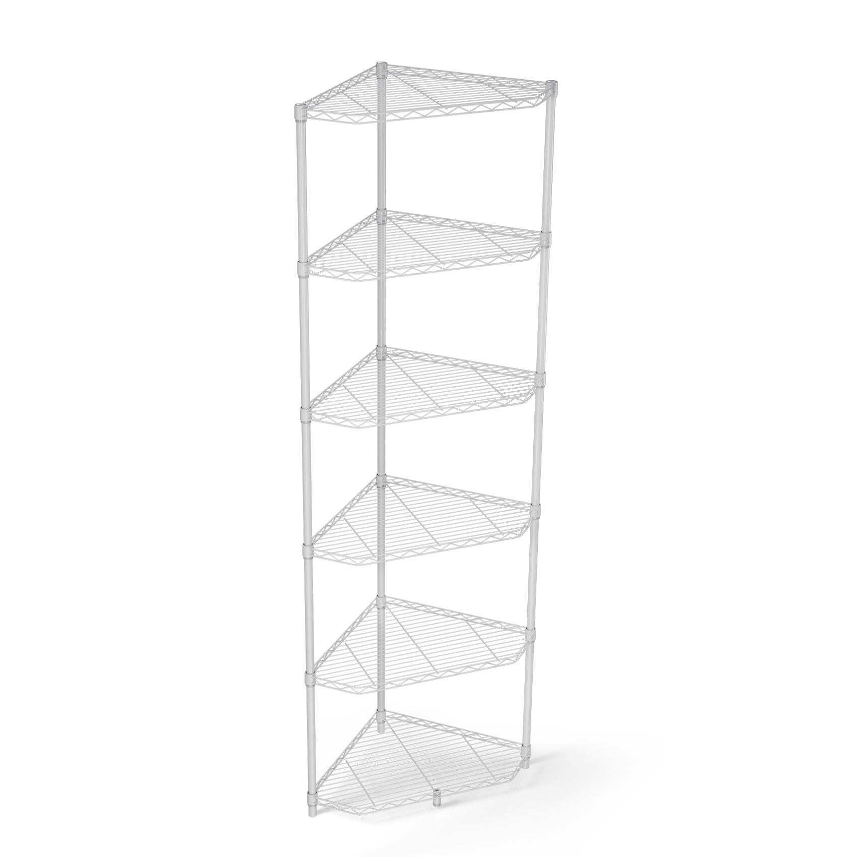 6 Tier Shelf Corner Wire Shelf Rack Pentagonal Shelves Adjustable Metal Heavy Duty Free Standing Corner Storage Display Chrome Rack for Bathroom, Living Room, Kitchen - White - Grand Goldman Shop