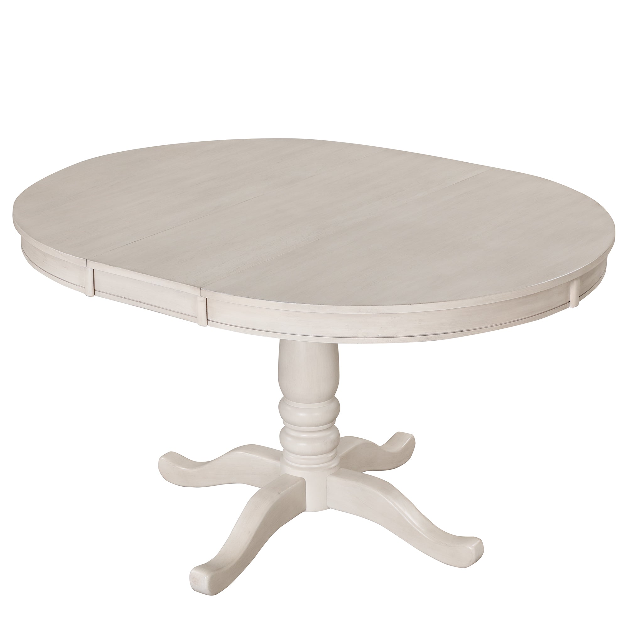 Antique White Modern Dining Table Set for 4 with Round Table and Chairs, Solid Wood & MDF - Grand Goldman Shop