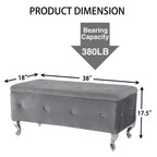 Tufted Storage Ottoman Bench For Bedroom End Of Bed Large Upholstered Storage Benches Footrest With Crystal Buttons For Living Room Entryway (Grey) - Grand Goldman Shop