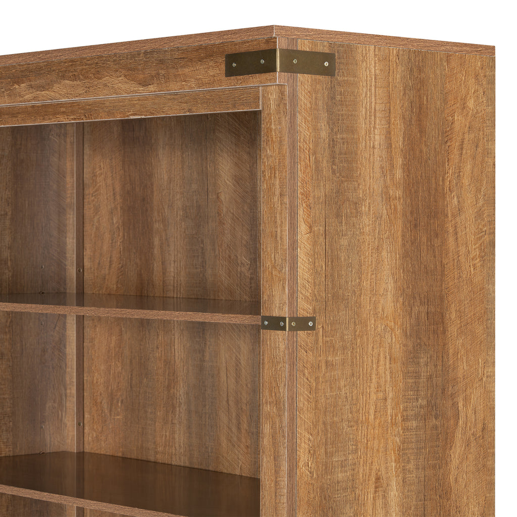 83.4'Tall Modern Bookshelf with Doors, Farmhouse Bookcase with 3-Tier Adjustable Shelves, Display Shelves with LED Light,Larg