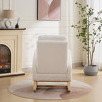 27.2'W Rocking Chair for Nursery, Sherpa Glider Chair with High Back and Side Pocket, Rocking Accent Armchair with Rubber Wood Legs for Living Room/Bedroom.Ivory - Grand Goldman Shop