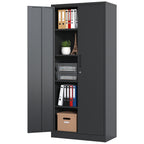 Heavy Metal 72'H Garage Storage Cabinet with Locking Doors, Black Steel, Adjustable Shelves - Grand Goldman