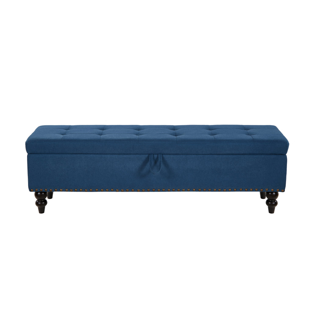 59' Bed Bench with Storage  Blue Fabric - Grand Goldman Shop