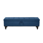 59' Bed Bench with Storage  Blue Fabric - Grand Goldman Shop