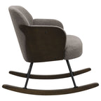 Valera Taupe Boucle Upholstered Mid Back Rocking Chair with Walnut-Finished Bentwood Frame and Metal Legs - Grand Goldman Shop