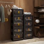 Folding Storage Cabinet 5-Tier 24-Inch Wide Black Plastic with Magnetic Doors and Wheels - Grand Goldman Shop