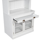 83.4'Tall Bookshelf Suite with LED Lighting, Modern Bookcases with Glass Doors and Drawers,2-Piece Set Storage Bookcase Suite