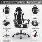 Gaming Chair with Footrest, Ergonomic Computer Chair with Headrest and Lumbar Support, Breathable Material Height Adjustable 