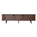 Mid-Century Modern TV Stand for 80' TV, Entertainment Center with Storage in Dark Brown, Solid Wood and MDF Construction, 70.8' L x 15.5' W x 18.1' H - Grand Goldman Shop