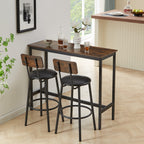 Bar Table Set with 2 Bar stools PU Soft seat with backrest, Rustic Brown, 43.31'' L x 15.75'' W x 35.43'' H. - Grand Goldman Shop