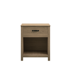 Wood Nightstand with Drawer and Open Shelf, Modern Bedside Table with Storage, Wooden End Table for Bedroom, Living Room or Apartment, Natural Finish, Brown - Grand Goldman Shop