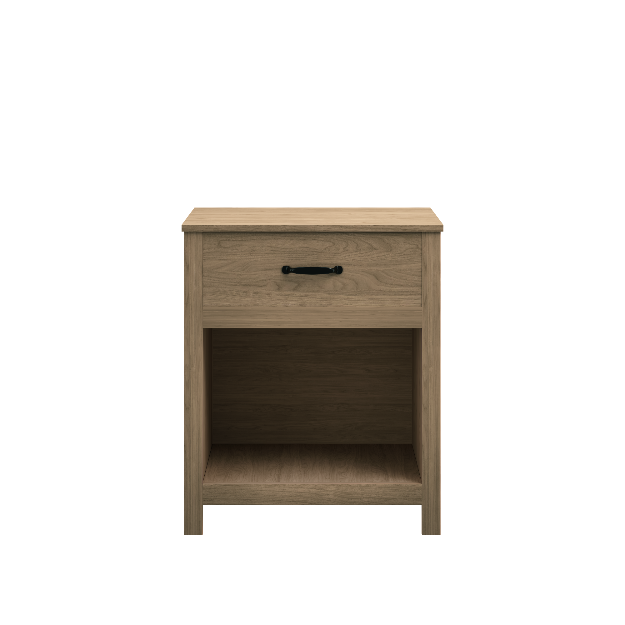 Wood Nightstand with Drawer and Open Shelf, Modern Bedside Table with Storage, Wooden End Table for Bedroom, Living Room or Apartment, Natural Finish, Brown - Grand Goldman Shop