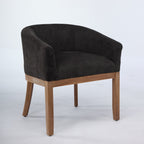 Mid Century Modern Upholstered Barrel Dining Chairs with Arms,Farmhouse Linen Kitchen & Dining Room Chairs with Natural Hardwood Frame, 19' W Accent Chairs,Single Pack,Charcoal Gray,SW1891BK - Grand Goldman Shop