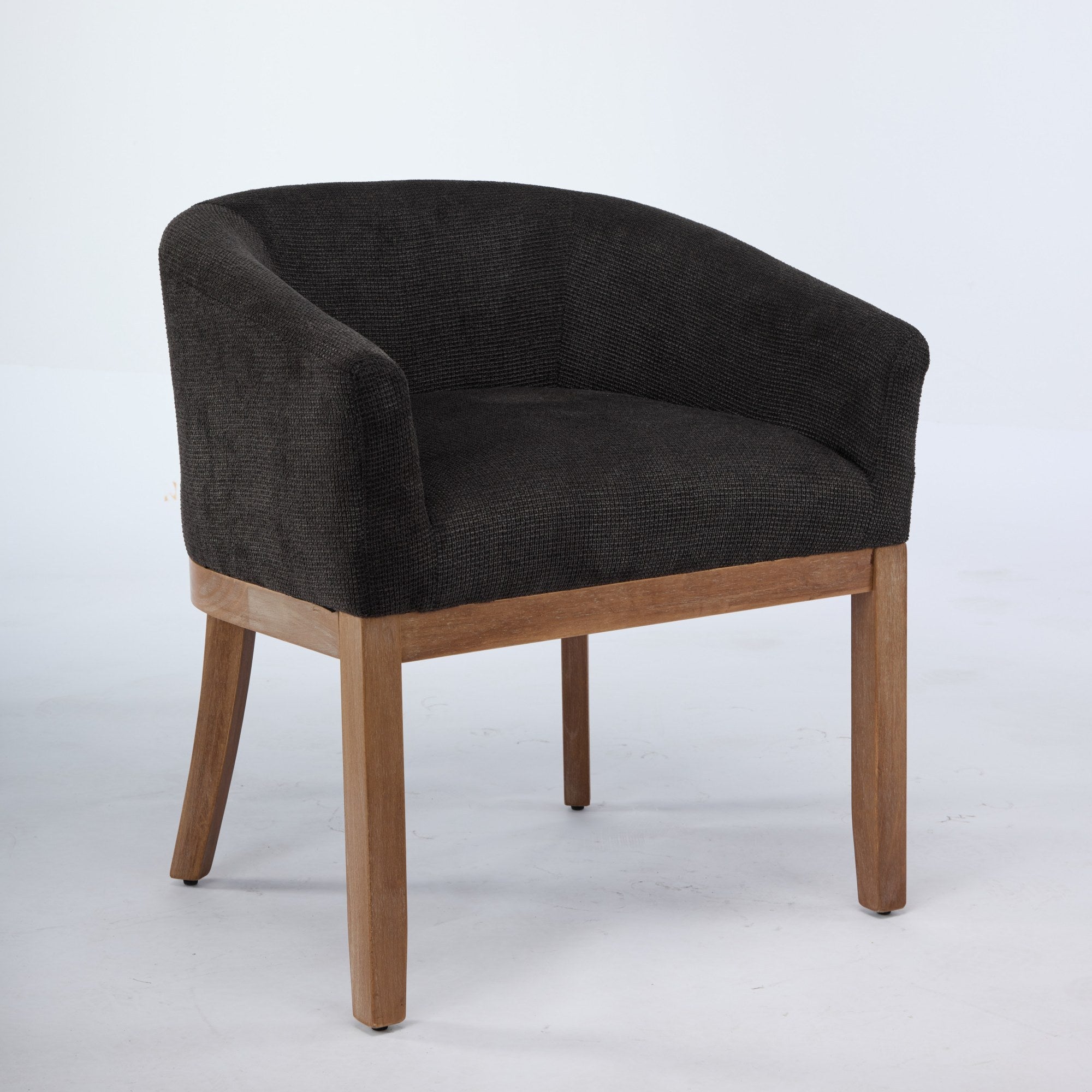 Mid Century Modern Upholstered Barrel Dining Chairs with Arms,Farmhouse Linen Kitchen & Dining Room Chairs with Natural Hardwood Frame, 19' W Accent Chairs,Single Pack,Charcoal Gray,SW1891BK - Grand Goldman Shop