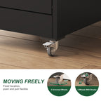 Heavy Duty Black Metal 5 Drawer Vertical File Cabinet with Lock and Wheels for Home Office | Premium Home Decor - Grand Goldm