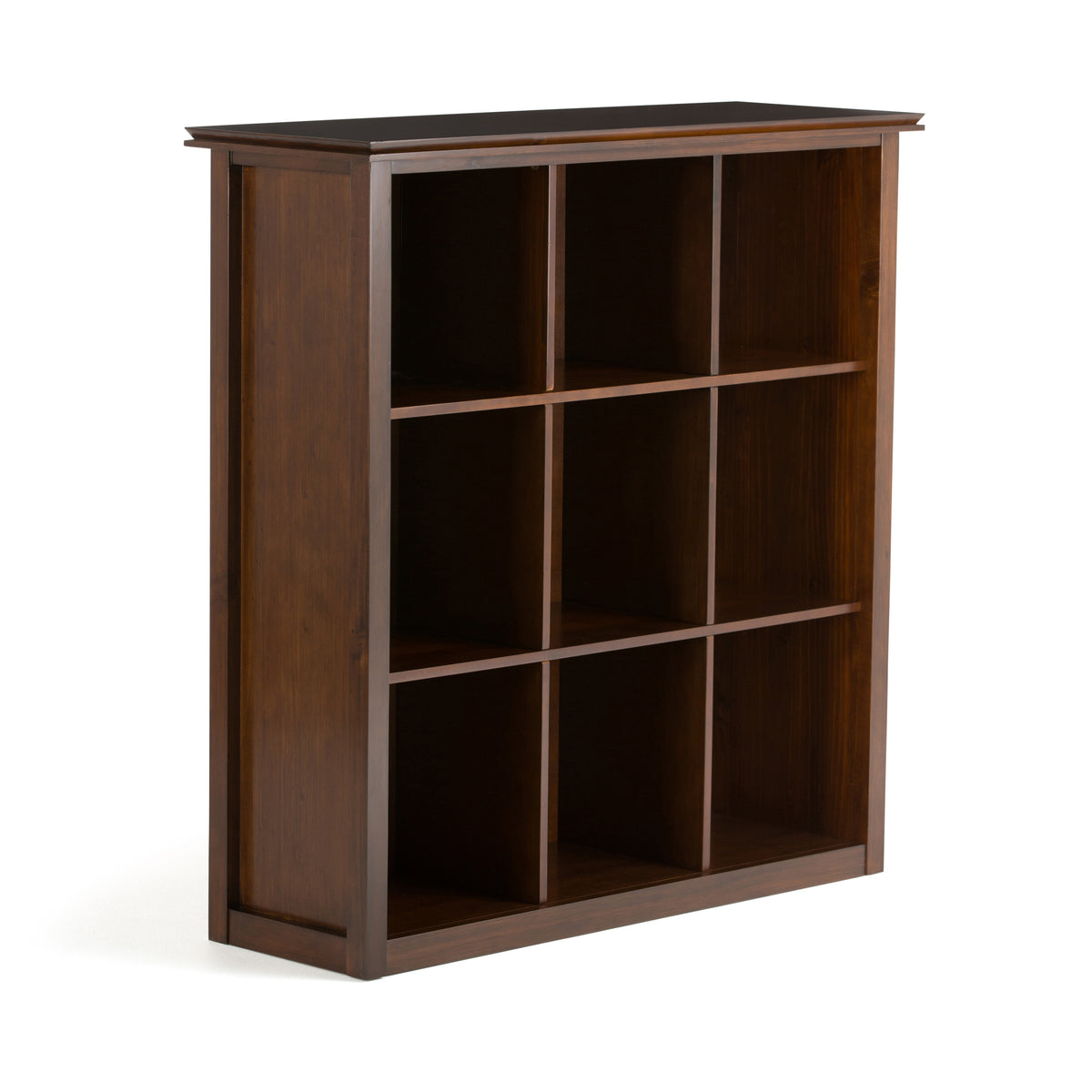 Artisan 9 Cube Bookcase and Storage Unit in Russet Brown, Solid Wood Transitional Style with Hand-Finished Glazed Finish - Gr