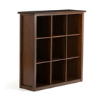 Artisan 9 Cube Bookcase and Storage Unit in Russet Brown, Solid Wood Transitional Style with Hand-Finished Glazed Finish - Gr