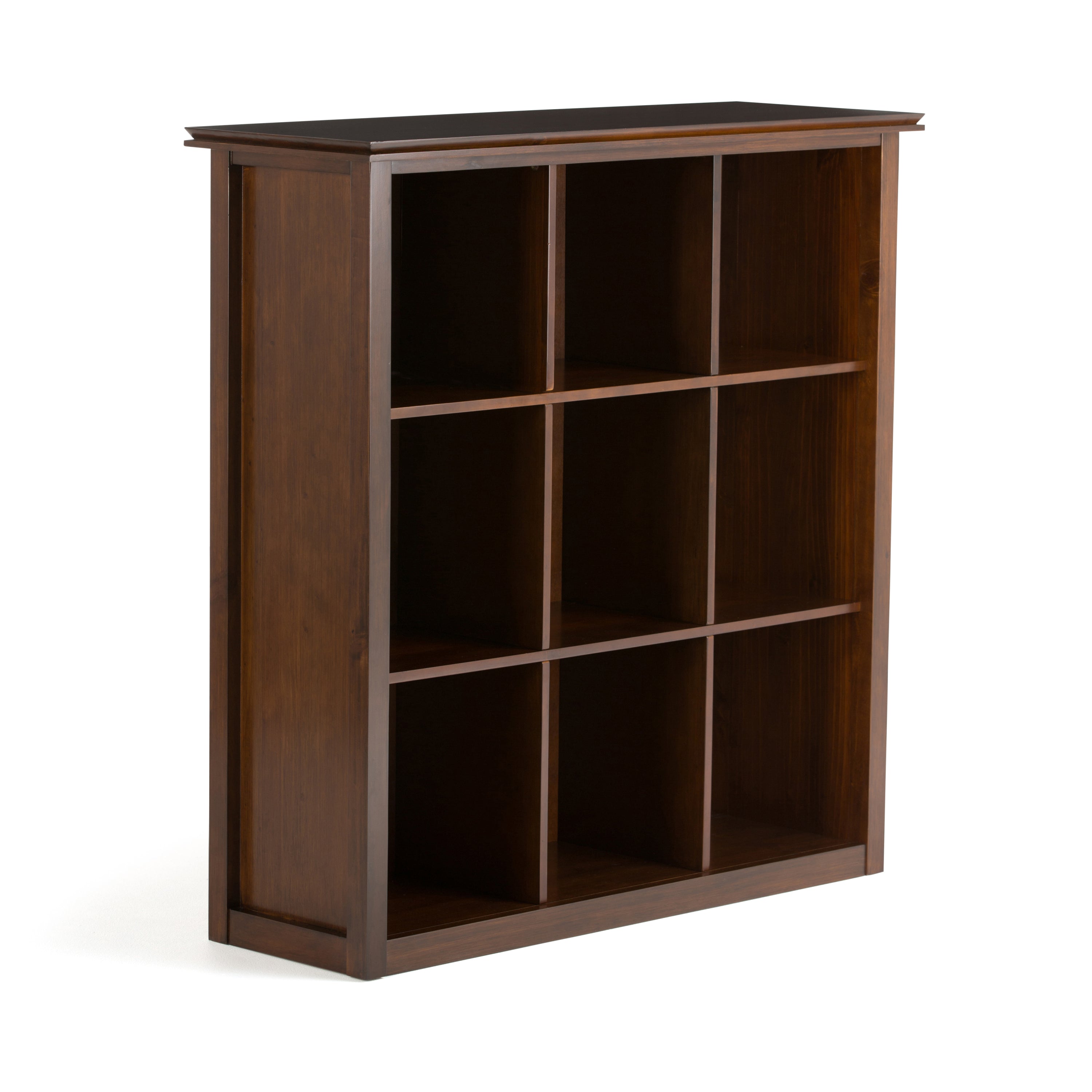 Artisan 9 Cube Bookcase and Storage Unit in Russet Brown, Solid Wood Transitional Style with Hand-Finished Glazed Finish - Gr
