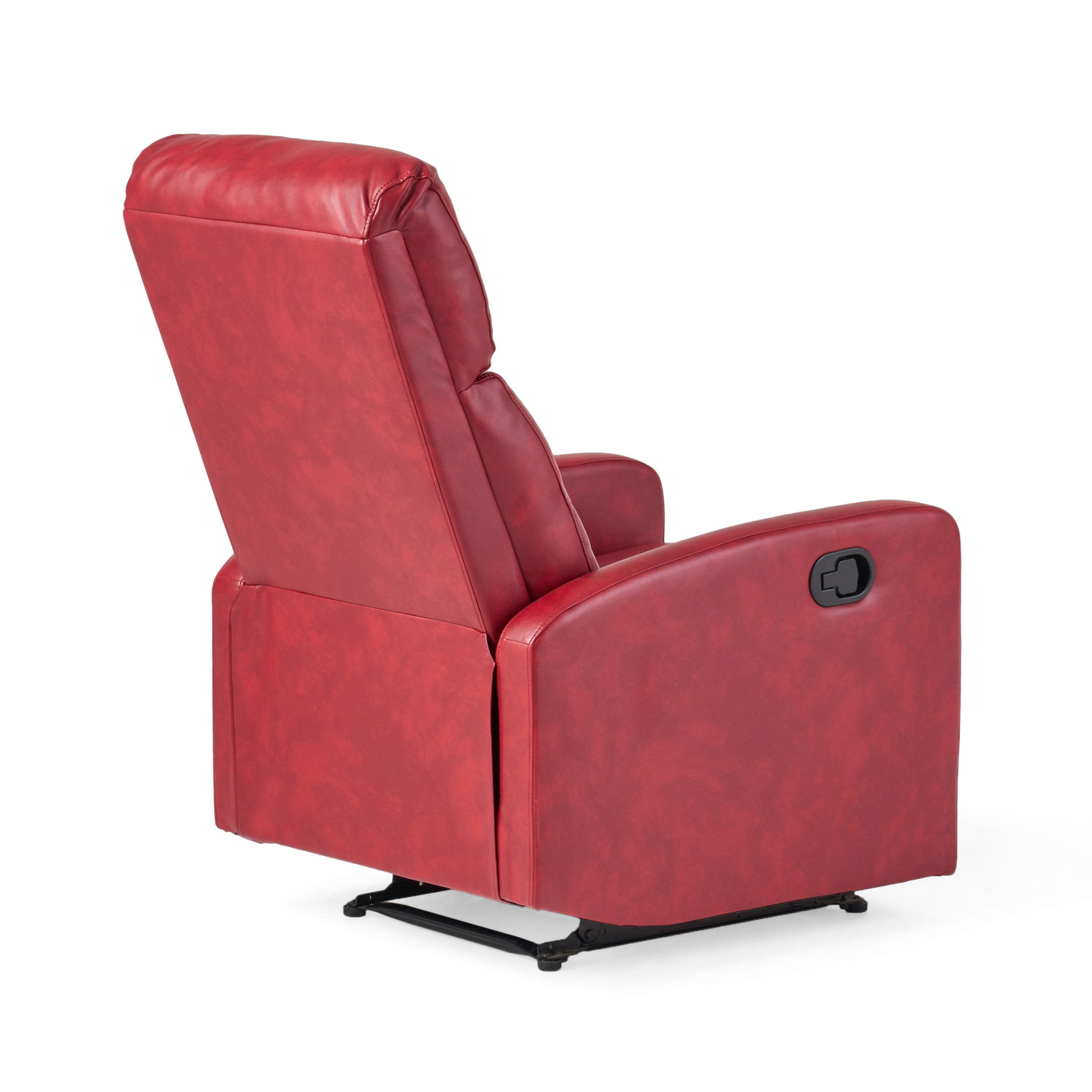Contemporary Red PU Recliner Chair with Lever Mechanism - Grand Goldman Shop