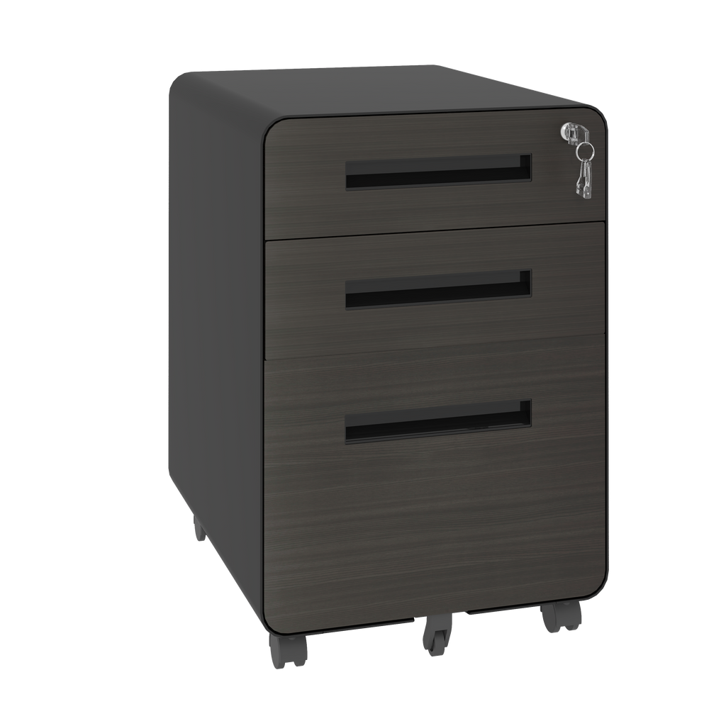 3-Drawer Mobile File Cabinet with Lock, All-Steel Metal Storage Cabinet on Casters, Black, Holds A4/Letter Files