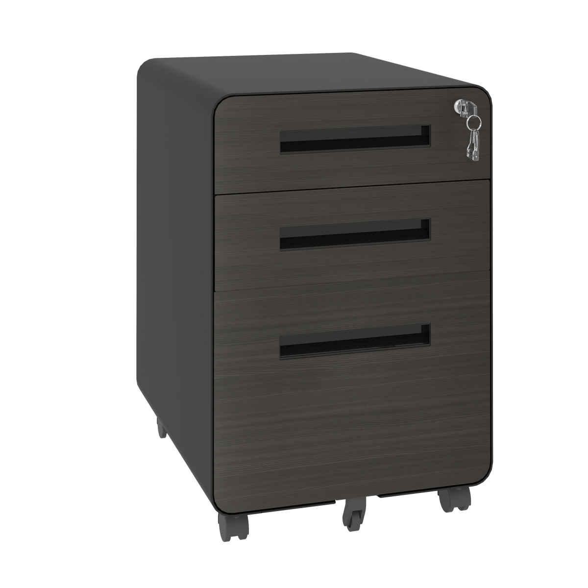 3-Drawer Mobile File Cabinet with Lock, All-Steel Metal Storage Cabinet on Casters, Black, Holds A4/Letter Files