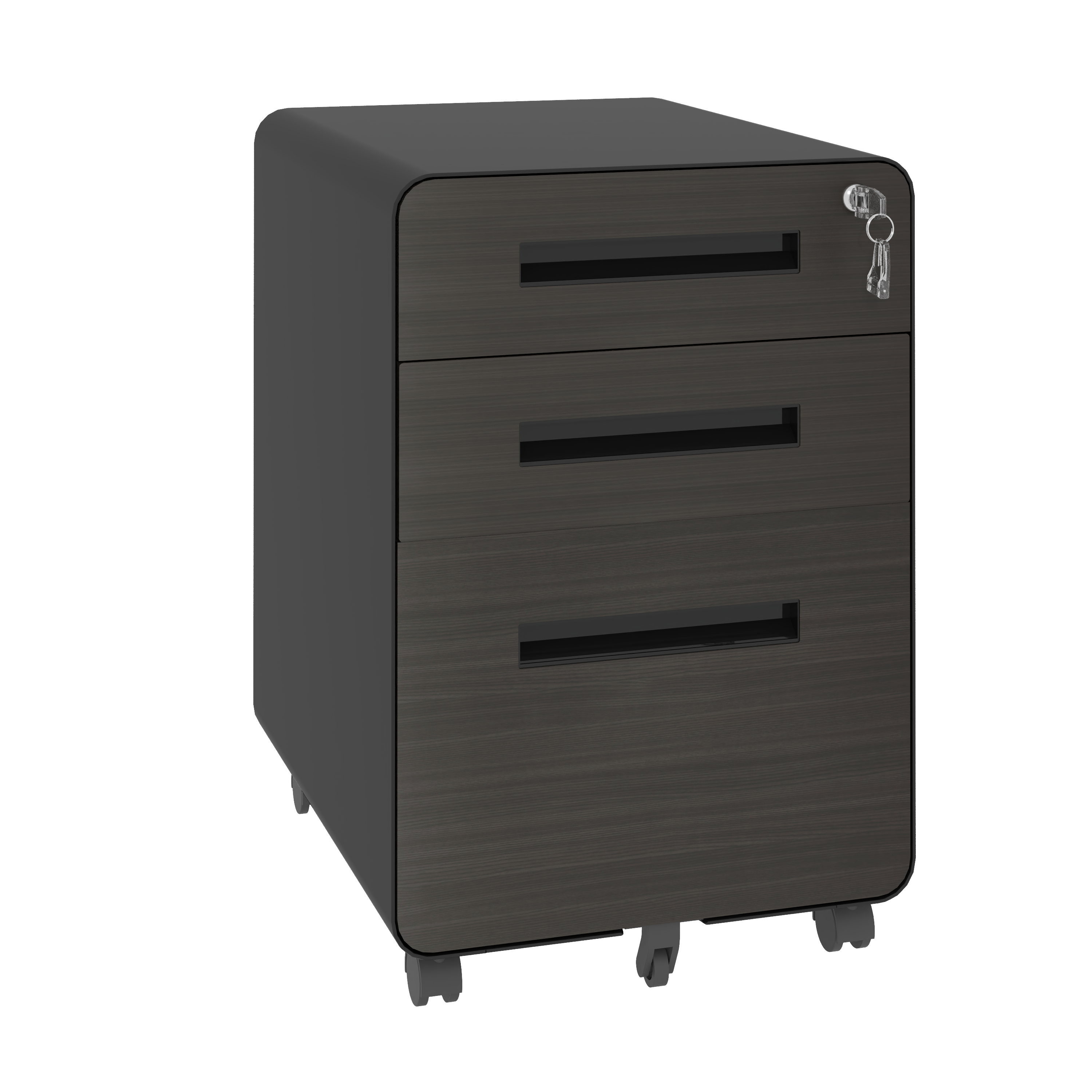 3-Drawer Mobile File Cabinet with Lock, All-Steel Metal Storage Cabinet on Casters, Black, Holds A4/Letter Files