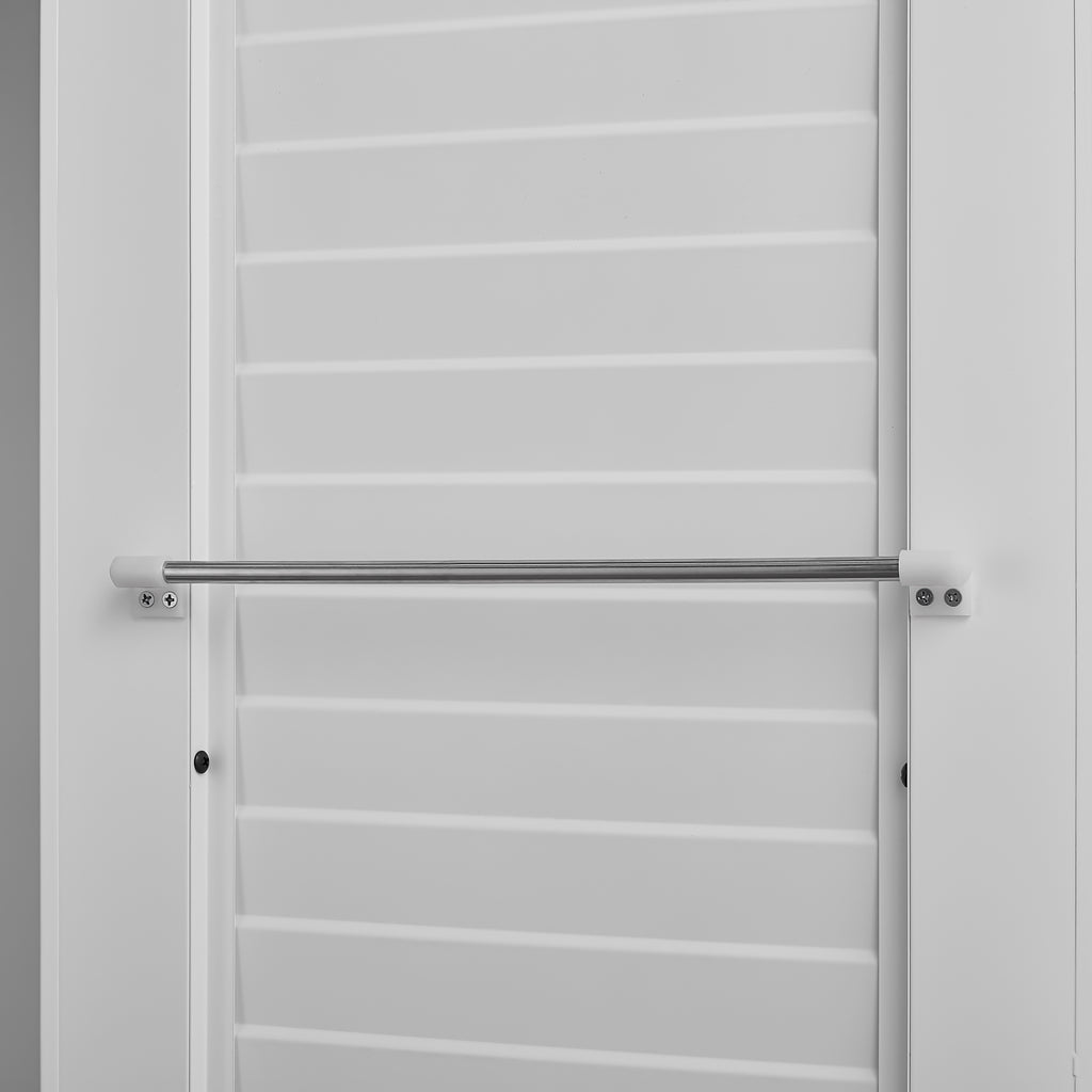 Metal Broom Closet, Garage Storage Cabinet, Tool Chest Bathroom Cabinet with Locking Doors and Wheels, Tall Utility Cabinet w