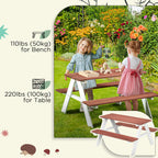 Outsunny Kids Picnic Table Set, Wooden Table & Bench Set, Kids Patio Furniture Outdoor Toys for Garden, Backyard, Aged 3-8 Ye