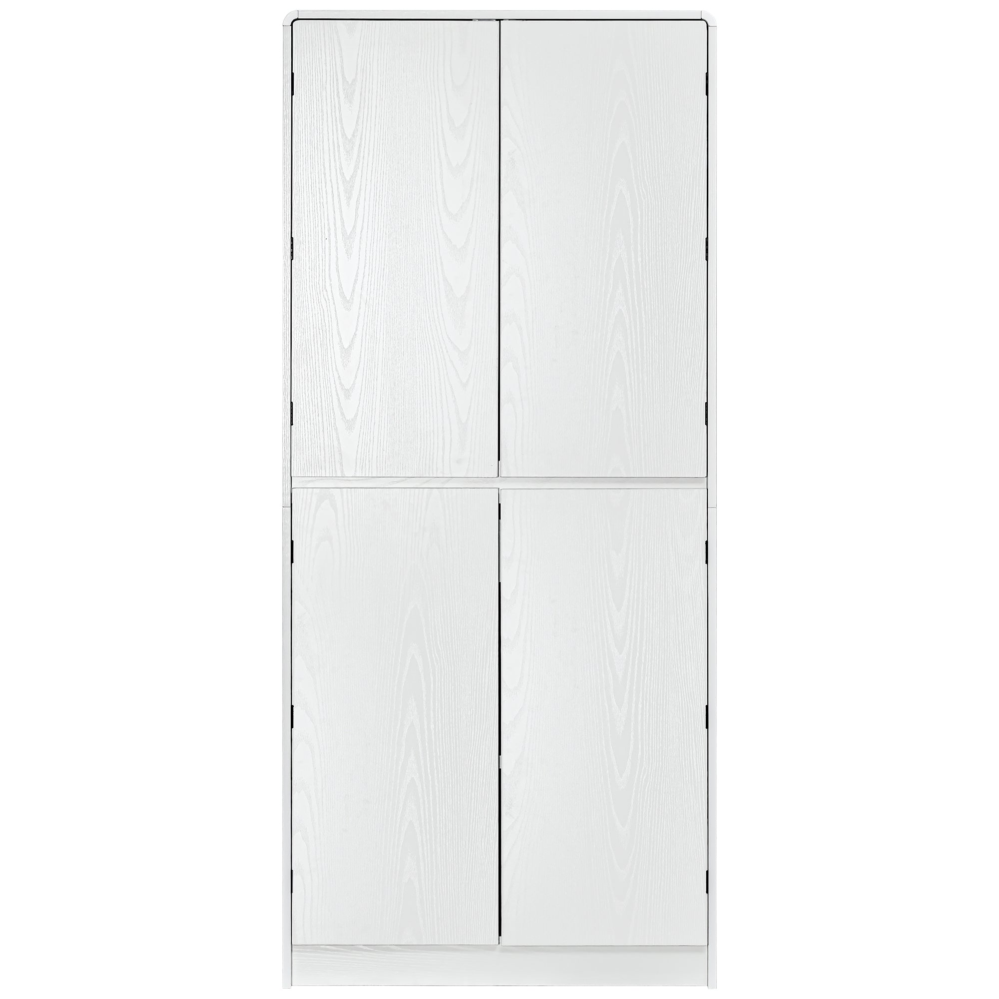 K&K 72' Tall Farmhouse Kitchen Pantry Cabinet with 8 Door Shelves, Curved Design Storage Cabinet with 3 Adjustable Shelves, Hidden Drawer, Versatile Cupboard for Kitchen, Dining & Bathroom, White - Grand Goldman Shop