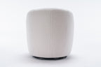 Teddy Fabric Swivel Accent Armchair Barrel Chair With Black Powder Coating Metal Ring,Ivory White - Grand Goldman Shop