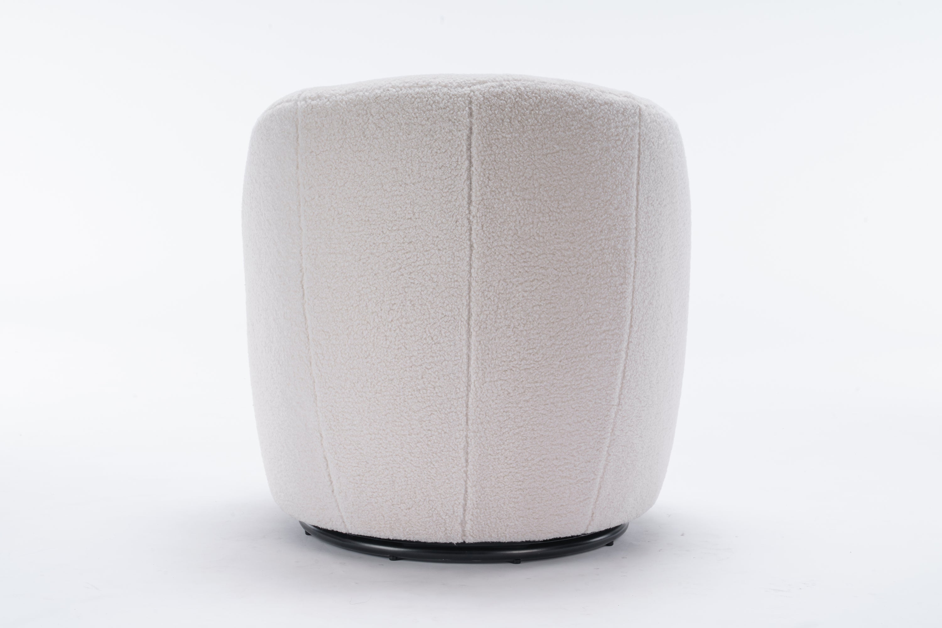 Teddy Fabric Swivel Accent Armchair Barrel Chair With Black Powder Coating Metal Ring,Ivory White - Grand Goldman Shop