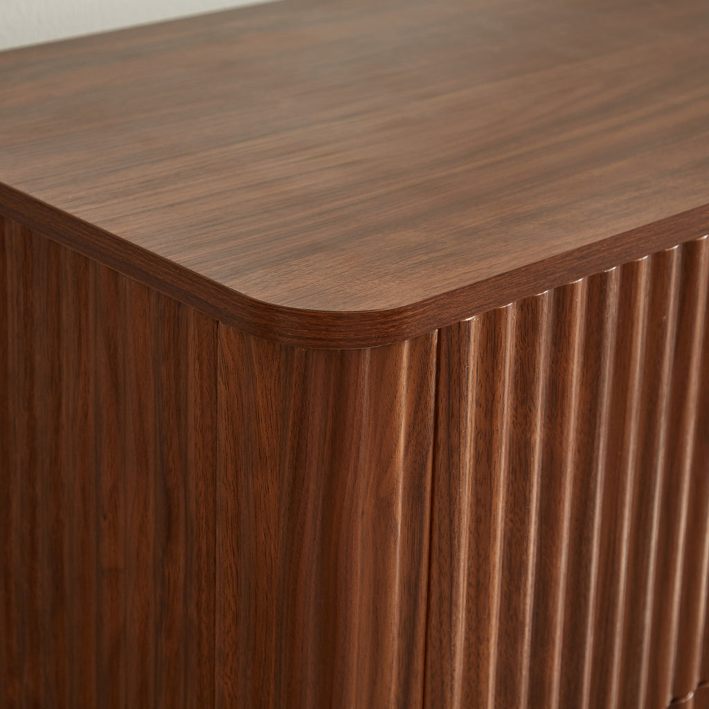 6 Drawers Dresser,55' Wide Modern Chest of Drawers Curved wave Design, Dresser TV Stand, Wood Drawer Organizer for Bedroom, Living Room, Hallway, Walnut,55.12''W x 15.75''D x 31.5''H. - Grand Goldman Shop