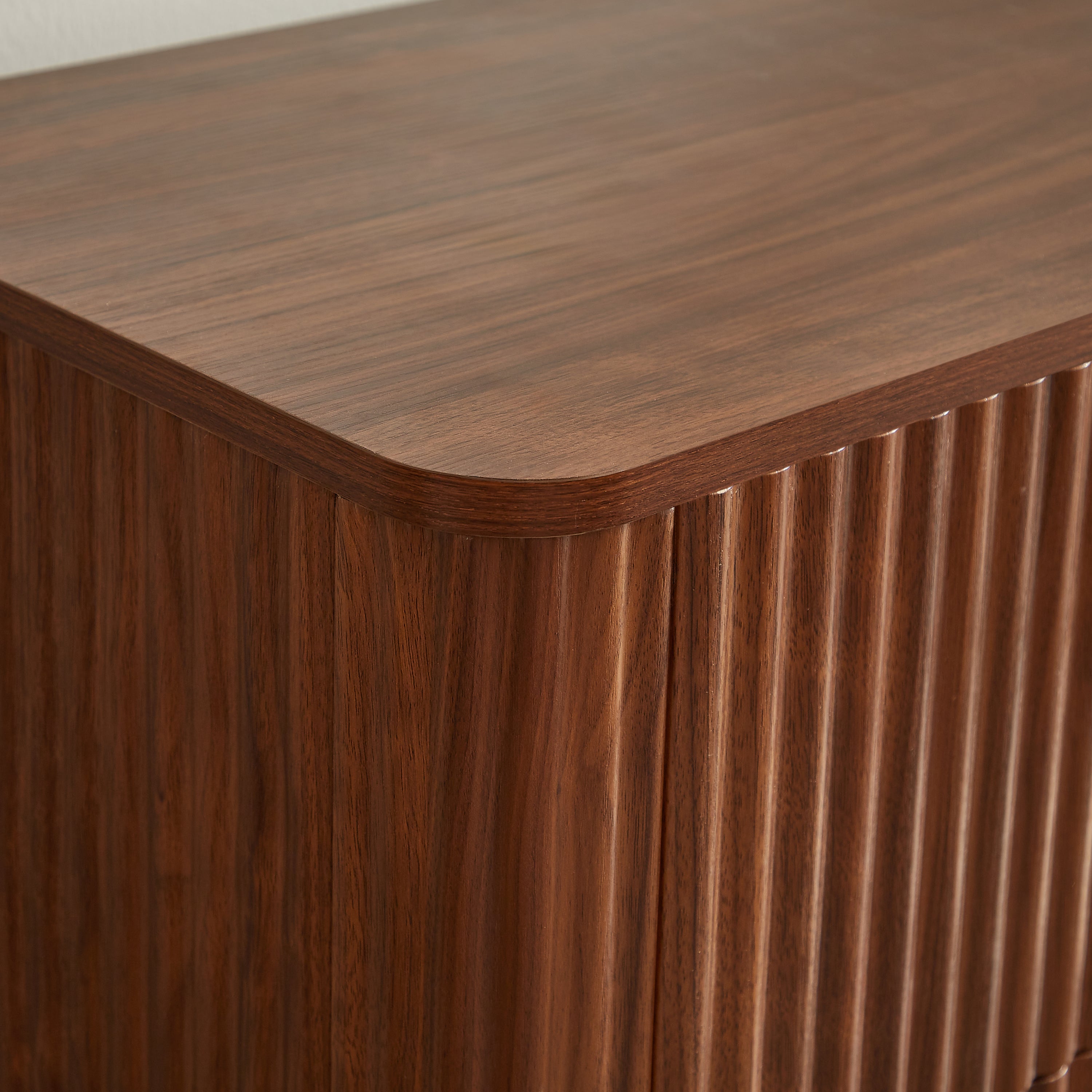 6 Drawers Dresser,55' Wide Modern Chest of Drawers Curved wave Design, Dresser TV Stand, Wood Drawer Organizer for Bedroom, Living Room, Hallway, Walnut,55.12''W x 15.75''D x 31.5''H. - Grand Goldman Shop