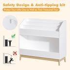 White Wooden Kids Bookcase Organizer with Storage, 3-Tier Toddler Book Display Shelf for Bedroom or Playroom - Grand Goldman
