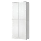 K&K 72' Tall Farmhouse Kitchen Pantry Cabinet with 8 Door Shelves, Curved Design Storage Cabinet with 3 Adjustable Shelves, Hidden Drawer, Versatile Cupboard for Kitchen, Dining & Bathroom, White - Grand Goldman Shop