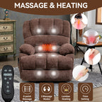 23' Seat Width and High Back Large Size Chenille Power Lift Recliner Chair with 8-Point Vibration Massage and Lumbar Heating, Brown - Grand Goldman Shop