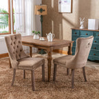 Nikki Collection Modern, High-end Tufted Solid Wood Contemporary Velvet Upholstered Dining Chair with Wood Legs Nailhead Trim 2-Pcs Set, Khaki, SW2001KK - Grand Goldman Shop