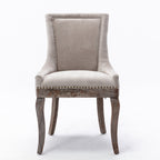 A&A Furniture Ultra Side Dining Chair with Thickened Fabric and Bronze Nail Head, Beige, Set of 2 - Grand Goldman Shop
