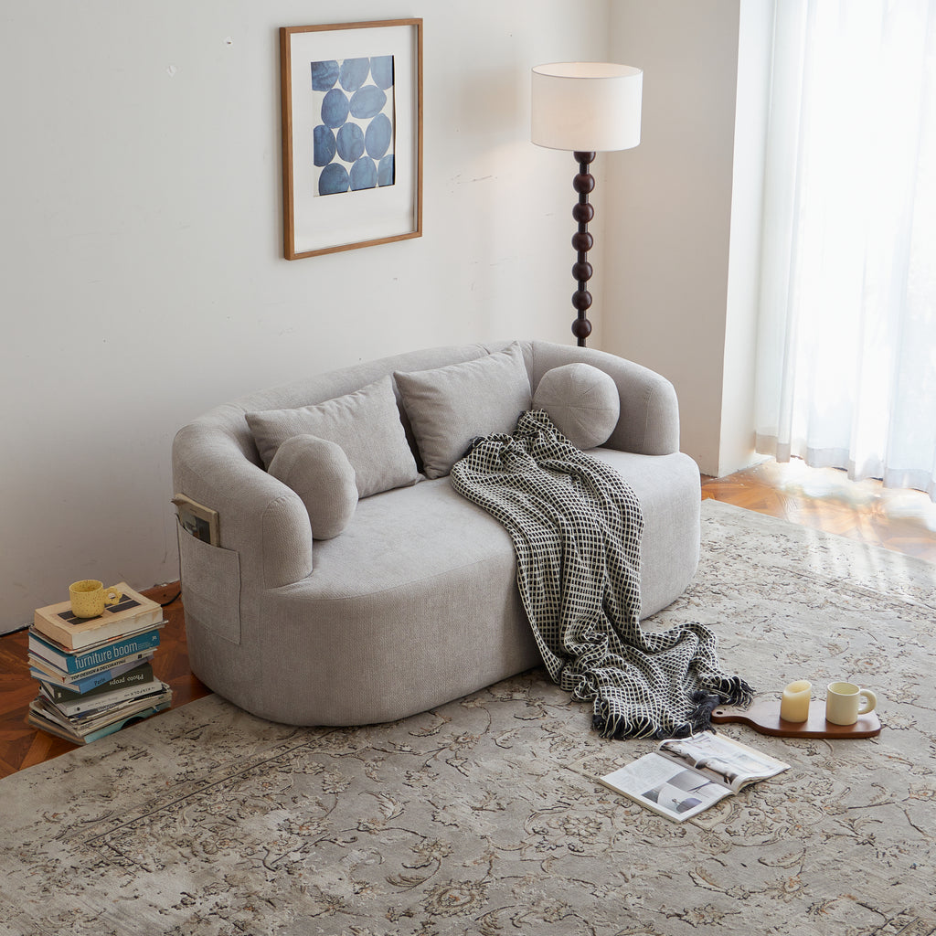 Sofa-in-a-Box, Memory Foam 2-Seater Couch, No Installation & Easy to Transport, Deep Seat Modern Sofa with chenille Fabric, Couch for Living Room, Bedroom, Apartment, Home Office,Gray - Grand Goldman Shop