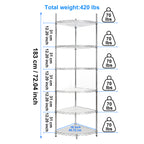 6 Tier Shelf Corner Wire Shelf Rack Adjustable Metal Heavy Duty Free Standing Corner Storage Display Chrome Rack for Bathroom, Living Room, Kitchen - Chrome - Grand Goldman Shop