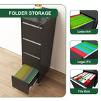 Black Heavy-Duty Metal 4 Drawer Locking Vertical File Cabinet with Wheels for Home & Office, 17.71'D x 15.16'W x 52.28'H | Pr