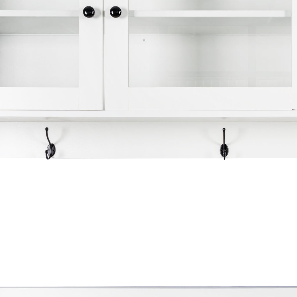 63' W Large Kitchen Hutch Cabinet, Freestanding Pantry Cabinets Storage Kitchen Cupboard with 4 Doors, 4 Drawers & Microwave Shelf, White - Grand Goldman Shop