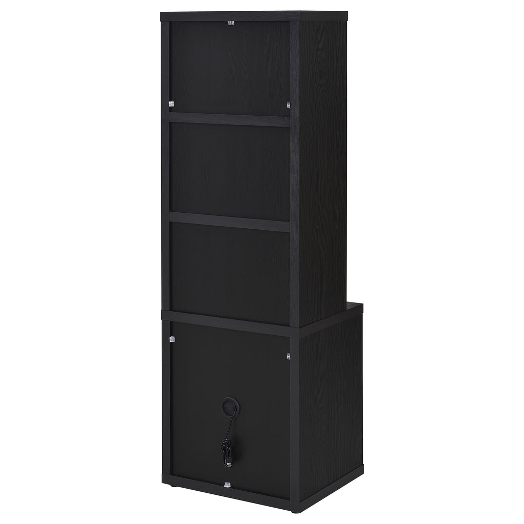 Geary Black 3-Shelf Bookcase with USB Charging and Lockable Drawer, Engineered Wood, 19.75 x 15.50 x 61.25 inches - Grand Gol