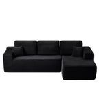 104' Cloud Sectional Sofa with L-Shape Chaise and Side Pockets , Modern Modular Design, Deep Seating, Upholstered Couch for Living Room/Bedroom, No Assembly Required (Plush Fabric), Black,Right - Grand Goldman Shop