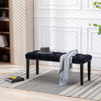 Heng Ming Upholstered Tufted Bench Ottoman , Velvet Dining Bench Bedroom Bench  Footrest Stool Accent Bench for Entryway Dining Room Living Room, Black - Grand Goldman Shop