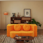 Folding Sofa Bed with Pillow, Twin Sleeper Sofa, Floor & Futon Loveseat Couch, Foam Folding Mattress Sleeper for Living Room, Guest Use, Office, Apartment, No Assembly Required, Yellow - Grand Goldman Shop